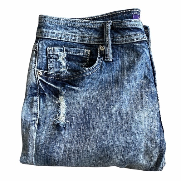 Vigoss Destroyed Cuffed Capri‎ Jeans Sz. 7 Juniors - Picture 4 of 9